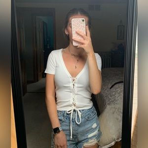 Forever 21 Small white tie front t-shirt
